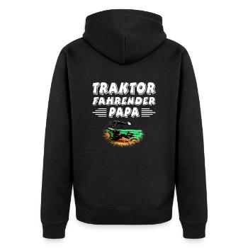 Traktor - Unisex Premium Bio Zip Hoodie - Schwarz - Hinten - Nico (187cm)