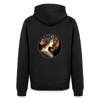Mystischer Frauen-Jugendstil-Weg - Unisex Premium Bio Zip Hoodie - Schwarz - Hinten - Nico (187cm)