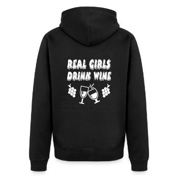 Wein - Unisex Premium Bio Zip Hoodie - Schwarz - Hinten - Nico (187cm)