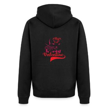 My Cat is my Valentine - Unisex Premium Bio Zip Hoodie - Schwarz - Hinten - Nico (187cm)