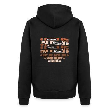 We can be different on the Outside but we have... - Unisex Premium Bio Zip Hoodie - Schwarz - Hinten - Nico (187cm)