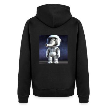 Astronaut Elephant: Unique Design - Unisex Premium Organic Zip Hoodie - black - Back - Nico (187cm)