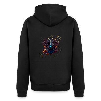 Logo cybernétique futuriste - Veste à capuche bio Premium Unisexe - noir - Dos - Nico (187cm)