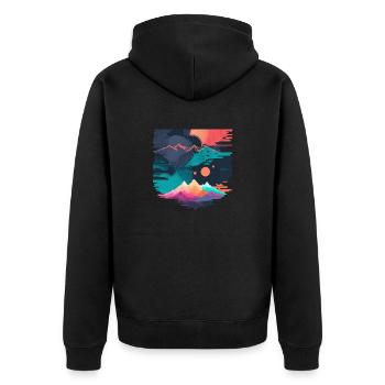 Bergmond Vinyl - Unisex Premium Bio Zip Hoodie - Schwarz - Hinten - Nico (187cm)