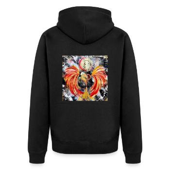 Herzengel der Pioniere - Unisex Premium Bio Zip Hoodie - Schwarz - Hinten - Nico (187cm)