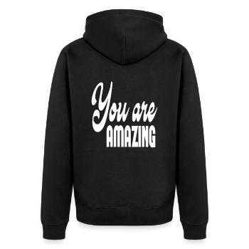 You Are Amazing - Unisex Premium Organic Zip Hoodie - black - Back - Nico (187cm)