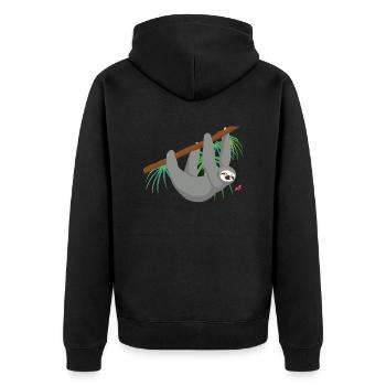 Faultier - Unisex Premium Bio Zip Hoodie - Schwarz - Hinten - Nico (187cm)