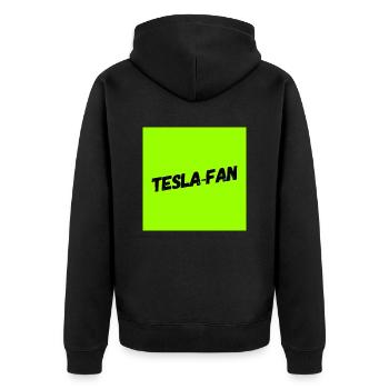 Tesla fan - Unisex Premium Organic Zip Hoodie - black - Back - Nico (187cm)