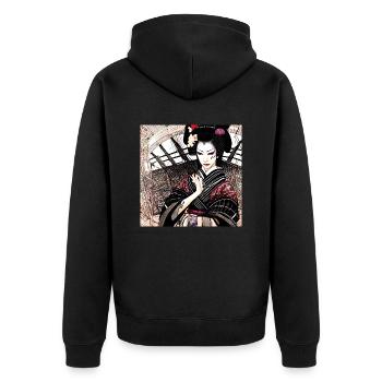 Geisha sombre sombre mystérieuse femme japonaise - Veste à capuche bio Premium Unisexe - noir - Dos - Nico (187cm)
