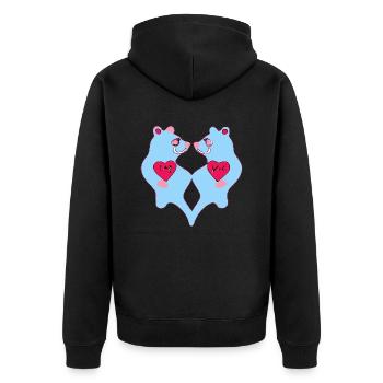 Blue bear pair - Unisex Premium Organic Zip Hoodie - black - Back - Nico (187cm)