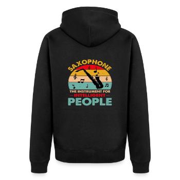 Saxophone The Instrument For Intelligent People - Unisex Premium Bio Zip Hoodie - Schwarz - Hinten - Nico (187cm)