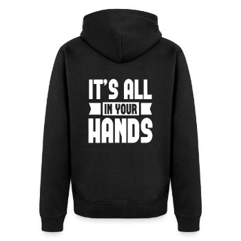 It's All In Your Hands - Unisex Premium Organic Zip Hoodie - black - Back - Nico (187cm)