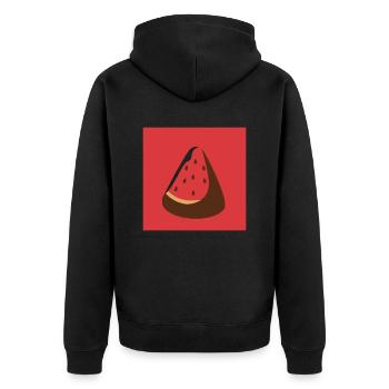 Wassermelone - Unisex Premium Bio Zip Hoodie - Schwarz - Hinten - Nico (187cm)