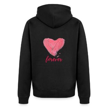 Cœur de la Saint-Valentin avec dicton - Veste à capuche bio Premium Unisexe - noir - Dos - Nico (187cm)