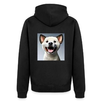 weisser Hund anime style - Unisex Premium Bio Zip Hoodie - Schwarz - Hinten - Nico (187cm)