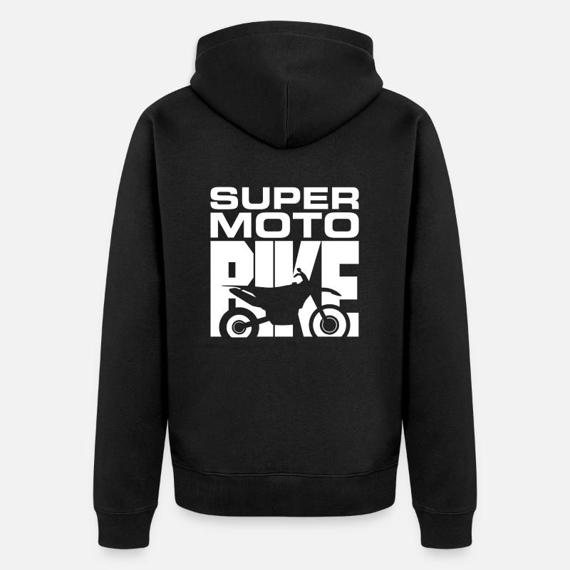 SUPER MOTO vélo blanc - Veste à capuche bio Premium Unisexe - noir