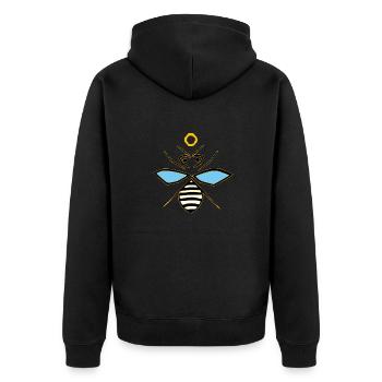 Stilisierte Biene - Unisex Premium Bio Zip Hoodie - Schwarz - Hinten - Nico (187cm)