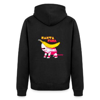 Ranta Fana - Unisex Premium Bio Zip Hoodie - Schwarz - Hinten - Nico (187cm)