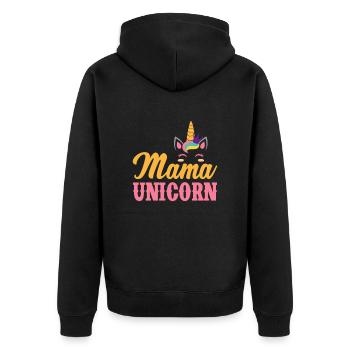 Mama Unicorn - Unisex Premium Bio Zip Hoodie - Schwarz - Hinten - Nico (187cm)
