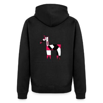 Ein lustiges Einhorn - Unisex Premium Bio Zip Hoodie - Schwarz - Hinten - Nico (187cm)