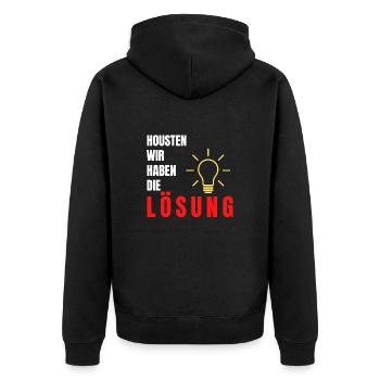 Houston wir haben die Lösung - Unisex Premium Bio Zip Hoodie - Schwarz - Hinten - Nico (187cm)