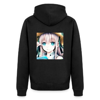 Anime Girl aux yeux bleus - Veste à capuche bio Premium Unisexe - noir - Dos - Nico (187cm)