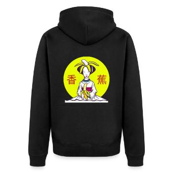 Geishana - Unisex Premium Bio Zip Hoodie - Schwarz - Hinten - Nico (187cm)