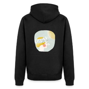 Frühlingssonne - Unisex Premium Bio Zip Hoodie - Schwarz - Hinten - Nico (187cm)