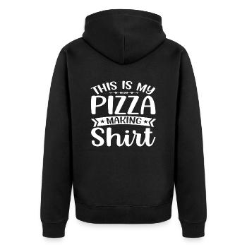 This is my Pizza making Shirt - Unisex Premium Bio Zip Hoodie - Schwarz - Hinten - Nico (187cm)