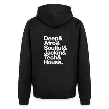 Deep Afro Soulful Jackin Tech House - Unisex Premium Bio Zip Hoodie - Schwarz - Hinten - Nico (187cm)
