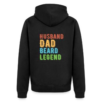 Husband Dad Beard Legend - Unisex Premium Organic Zip Hoodie - black - Back - Nico (187cm)