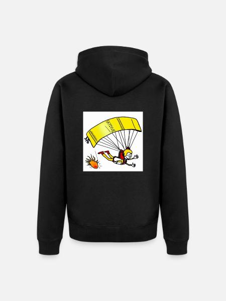 Skydive - Fallschirmspringer Comic - Unisex Premium Bio Zip Hoodie - Schwarz
