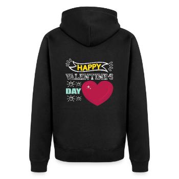 Happy Valentine´s Day - Unisex Premium Bio Zip Hoodie - Schwarz - Hinten - Nico (187cm)