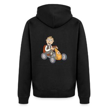 The happy boy on the pedal car - Unisex Premium Organic Zip Hoodie - black - Back - Nico (187cm)