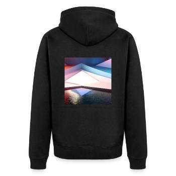Geometrisch, 3D Digital Art Design - Unisex Premium Bio Zip Hoodie - Schwarz - Hinten - Nico (187cm)