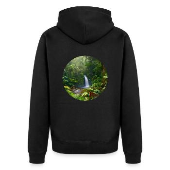 Waterfall in the rainforest - Unisex Premium Organic Zip Hoodie - black - Back - Nico (187cm)