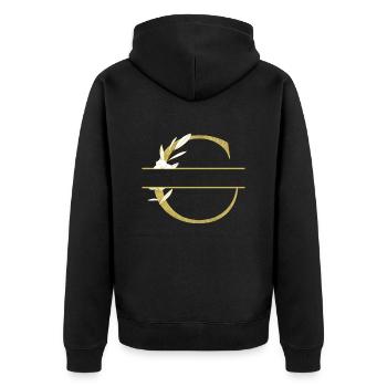Personalisierter goldener Blumenbuchstabe C - Unisex Premium Bio Zip Hoodie - Schwarz - Hinten - Nico (187cm)
