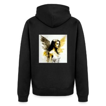 Engelsfrau Nr. 1 - Unisex Premium Bio Zip Hoodie - Schwarz - Hinten - Nico (187cm)