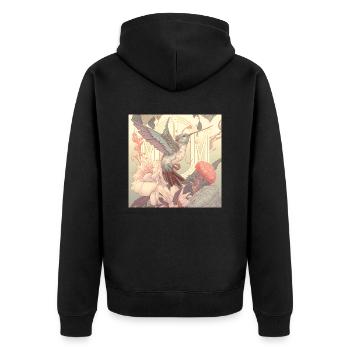 in harmony with nature - Unisex Premium Organic Zip Hoodie - black - Back - Nico (187cm)