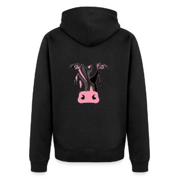 Die wütende Kuh - Unisex Premium Bio Zip Hoodie - Schwarz - Hinten - Nico (187cm)