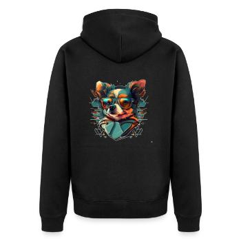 Hipster tendance chien visage de petit chien - Veste à capuche bio Premium Unisexe - noir - Dos - Nico (187cm)