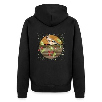 Bunter Vogel - Unisex Premium Bio Zip Hoodie - Schwarz - Hinten - Nico (187cm)