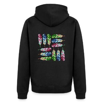 Feder - Unisex Premium Bio Zip Hoodie - Schwarz - Hinten - Nico (187cm)