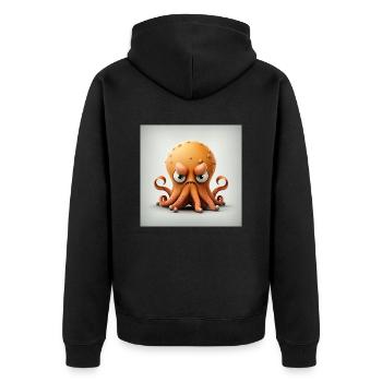 Angry Octopus Gift - Unisex Premium Organic Zip Hoodie - black - Back - Nico (187cm)