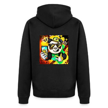 Panda macht Selfie 3 Variante Geschenk - Unisex Premium Bio Zip Hoodie - Schwarz - Hinten - Nico (187cm)