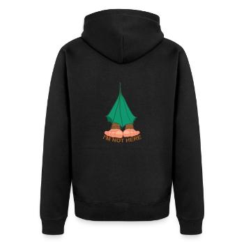 I M NOT HERE - Unisex Premium Organic Zip Hoodie - black - Back - Nico (187cm)
