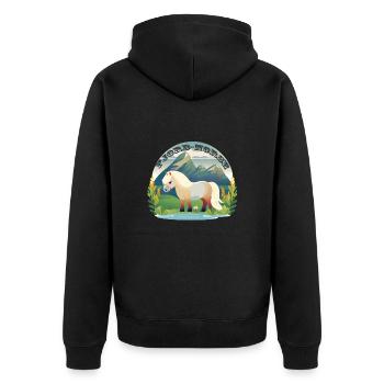 Norwegisches Fjordpferd auf Gras-Pferde - Unisex Premium Bio Zip Hoodie - Schwarz - Hinten - Nico (187cm)
