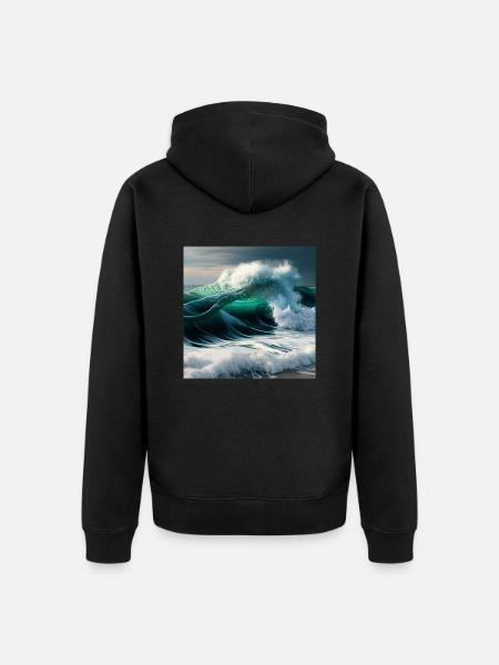 Welle am Strand - Unisex Premium Bio Zip Hoodie - Schwarz