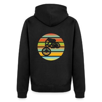 Fahrrad Radeln Radfahrer Fahrradfahrer Radfahren - Unisex Premium Bio Zip Hoodie - Schwarz - Hinten - Nico (187cm)