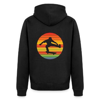 Skateboard Skaten Skate-Fan Skateboarding Skater - Unisex Premium Bio Zip Hoodie - Schwarz - Hinten - Nico (187cm)